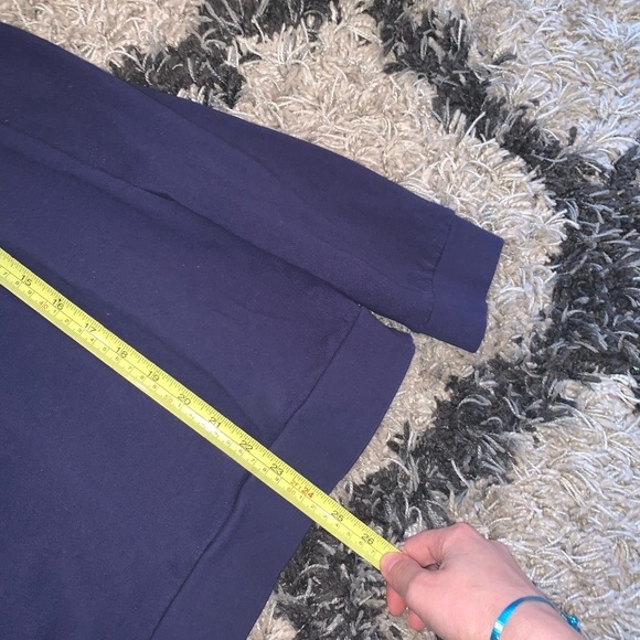 Soft Surroundings Navy French Terry Cotton Cold Shoulder Grommet Sweatshirt XL - Picture 9 of 10